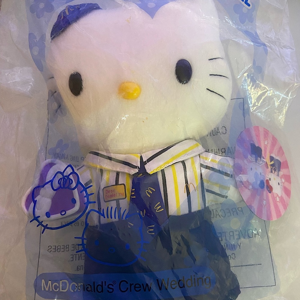 Sanrio HELLO KITTY & DEAR DANIEL 2000 McDonalds CREW WEDDING 9" Plush NEW SEALED